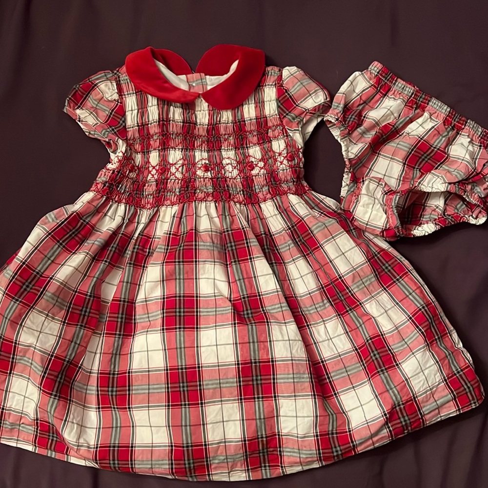Janie and Jack Red Plaid Dress, Size 12-18 Months
